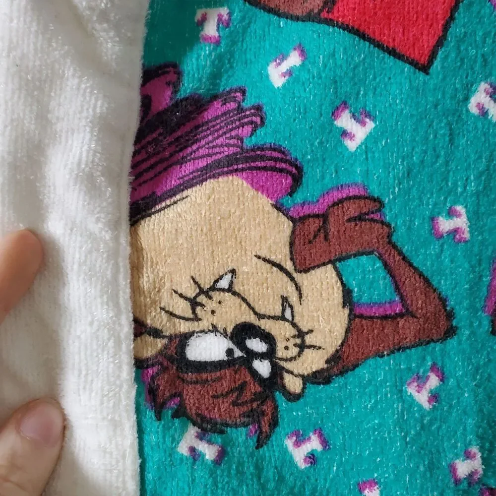 Vintage 90s Taz Looney Tunes Terry Cloth Robe Children's Size L 7-9
